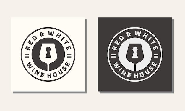 Wine house glass and key logo template design inspiration