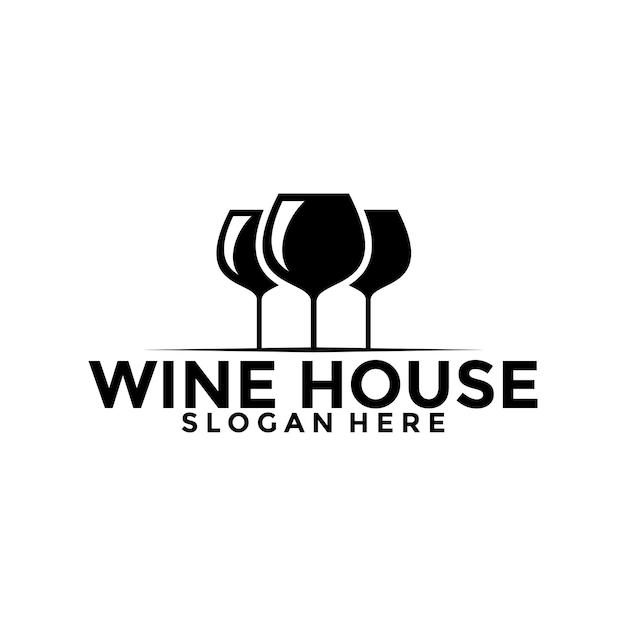 Wine House logo Bar and restaurant logo design template