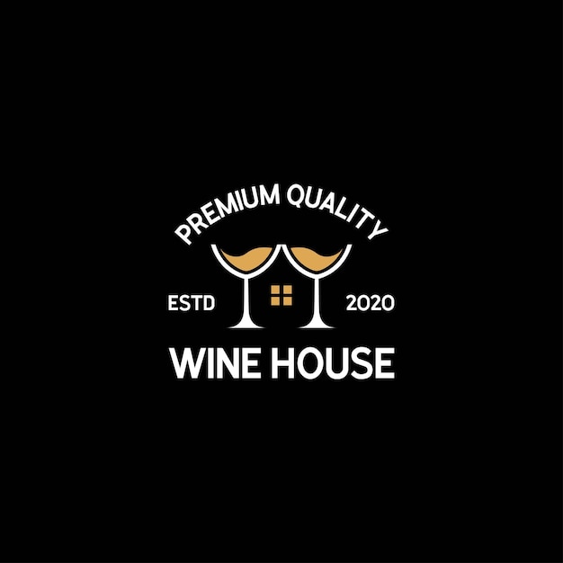 Vector wine house logo with wineglass and house vector template