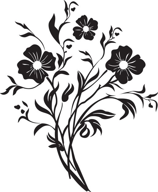 Vector wine infused blooms monochrome logo floral vines black design