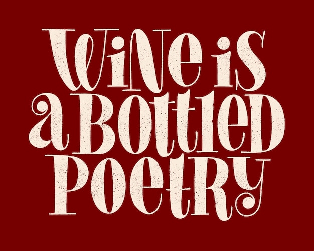 Вектор Вино - это стихи в бутылках с ручной надписью
