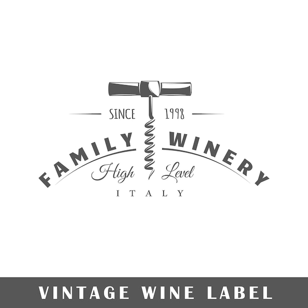 Vector wine label isolated on white background vector illustration