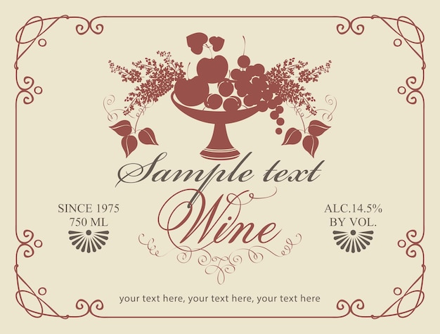 Wine label in retro style