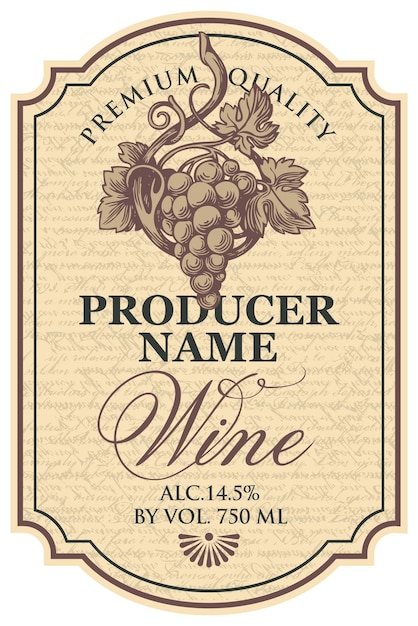 Vector wine label with grapes