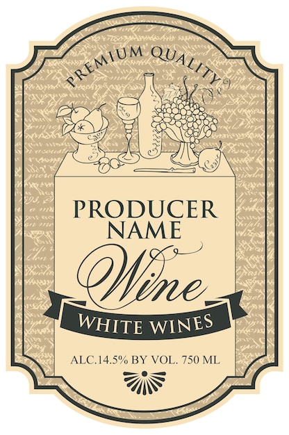 Wine label with the silhouette of a still life