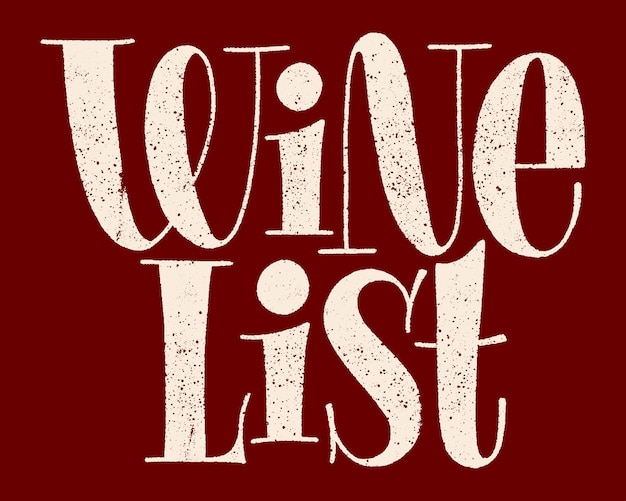 Wine list hand lettering