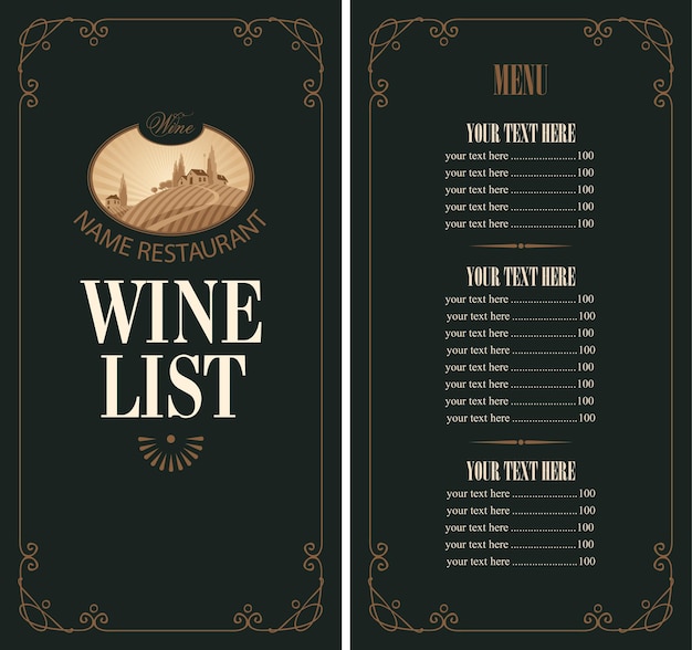 Vector wine list menu