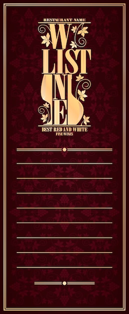 Wine List vintage long design card vector