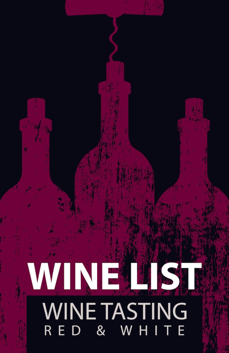 Vector wine list with bottles