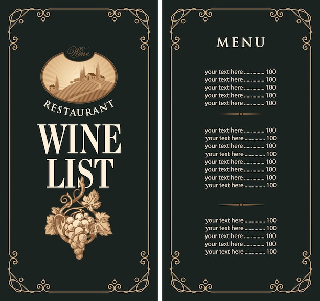 Wine list with price list