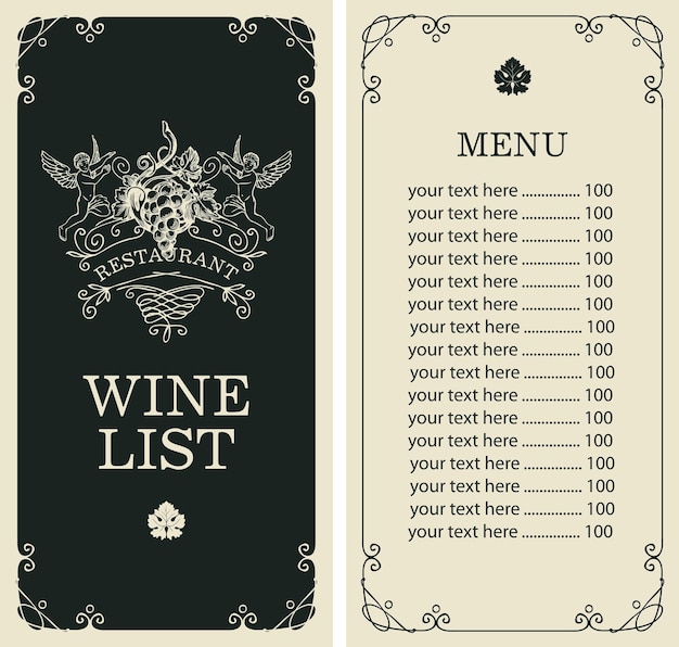 wine list with price list