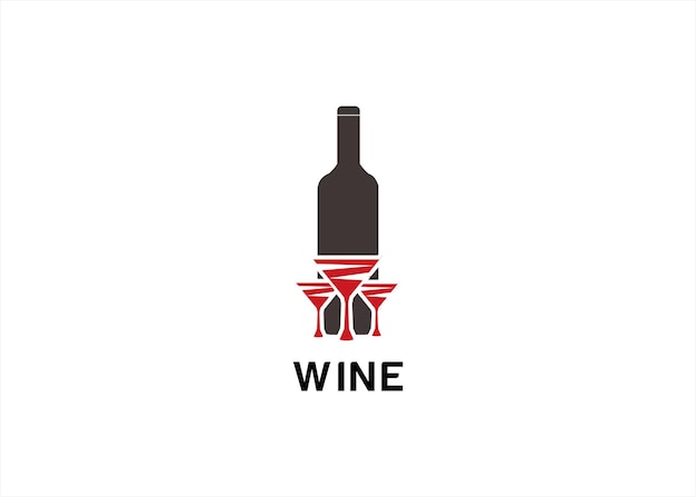 wine logo design bottle glass concept