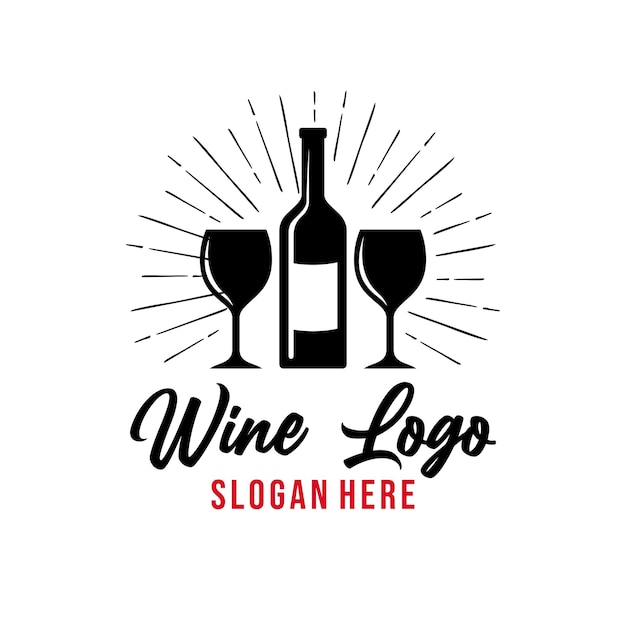 Вдохновение шаблона дизайна логотипа вина, векторная иллюстрация.