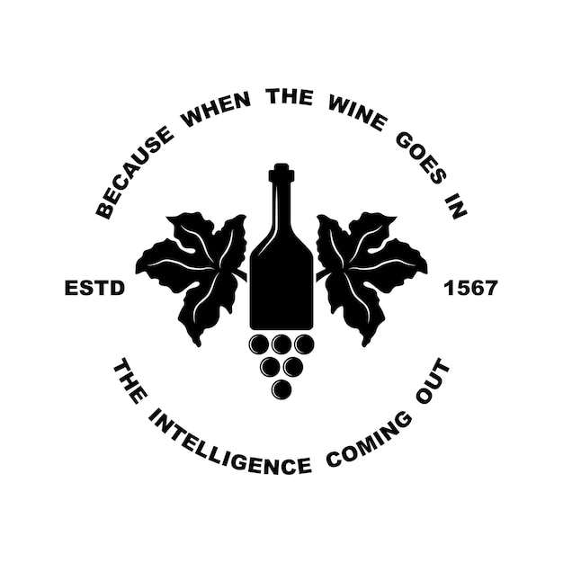 Wine logo or icon emblem label for menu design restaurant or cafe vector illustration