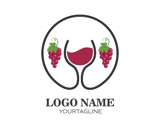 Modello di progettazione dell'illustrazione di vettore dell'icona del logo del vino