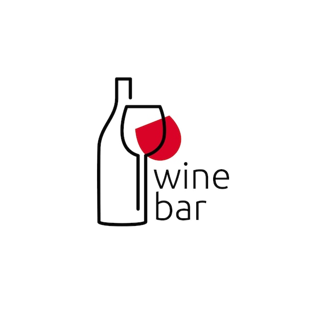Винный логотип Бар винного магазина Логотип бокал и бутылка вина с надписью винный бар