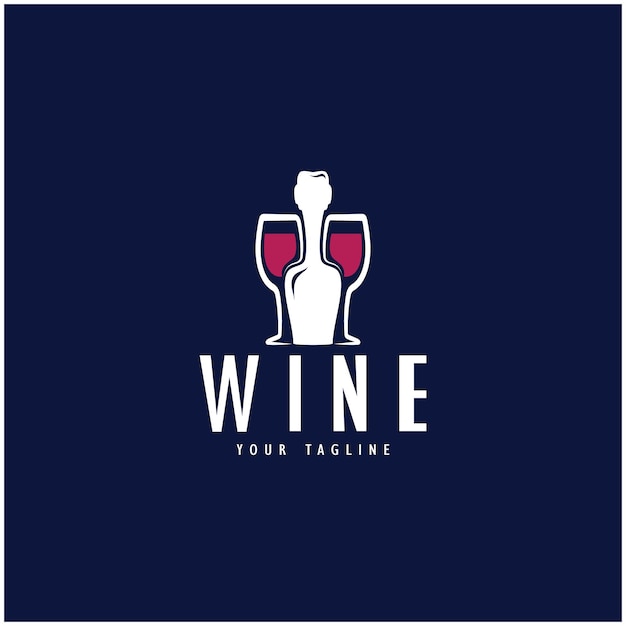 Vector wine logo with wine glasses and bottlesfor night clubsbarscafe and wine shops