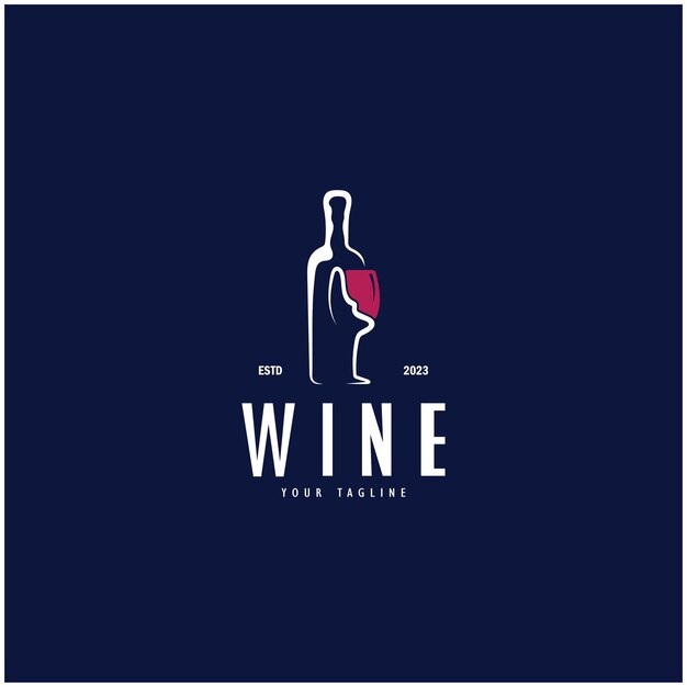 Vector wine logo with wine glasses and bottlesfor night clubsbarscafe and wine shops