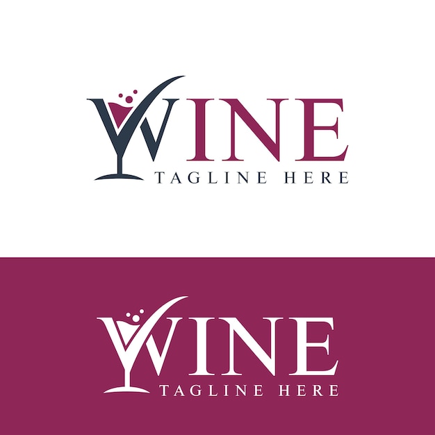 Modello vettoriale di design del marchio di parole del logo del vino