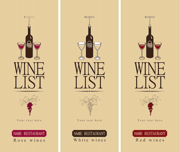 wine menu covers