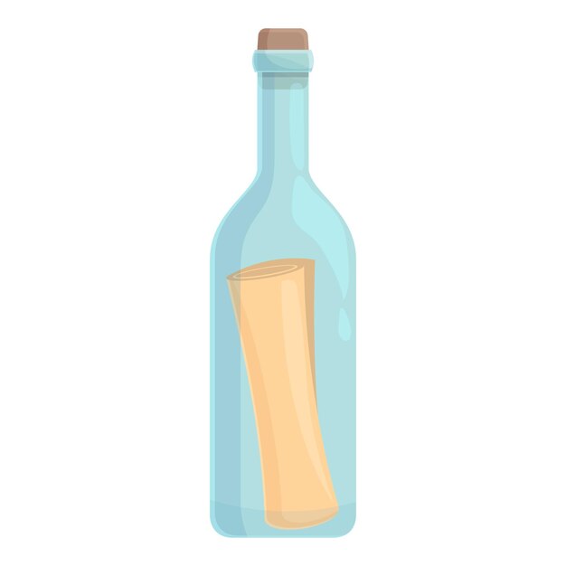 Vector wine message bottle icon cartoon vector water sea cork glass