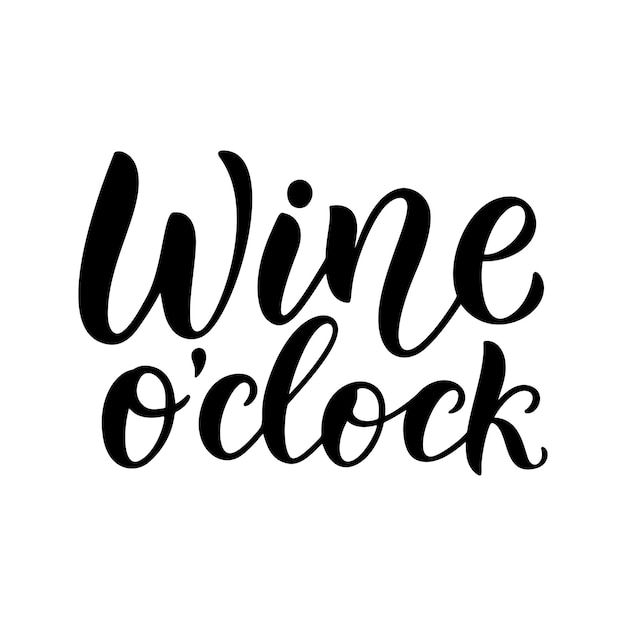 Vino o orologio - citazione di vettore. detto positivo e divertente per poster in caffetteria e bar, design di t-shirt. lettering grafico del vino in stile calligrafia a inchiostro. illustrazione vettoriale isolato su sfondo bianco.