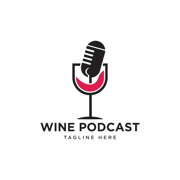 wine podcast logo design concept vector illustration