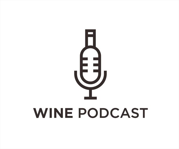 Wine podcast logo design vector illustration