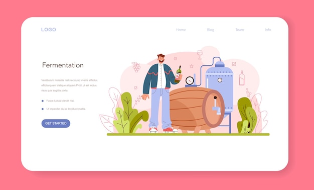 Веб-баннер или целевая страница производства вина виноградное вино в бутылке или стакане