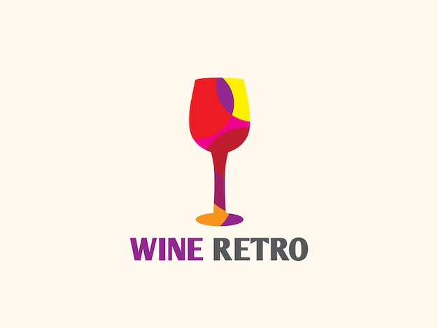 Bicchieri da vino retrò ristorante food bar drink logo design