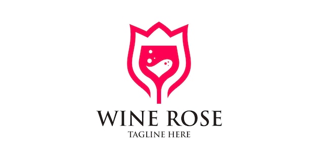 Vino e rosa logo design logo design template simbolo idea creativa