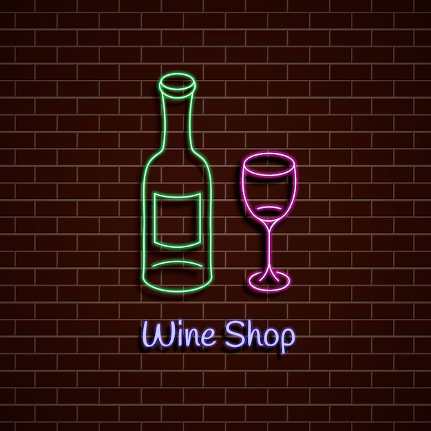 Wine shop Neon green and pink sign