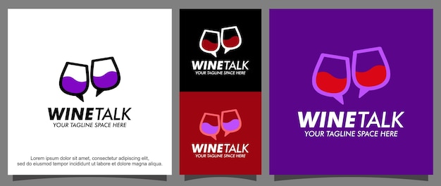 Vettore modello di logo di vino e parlare