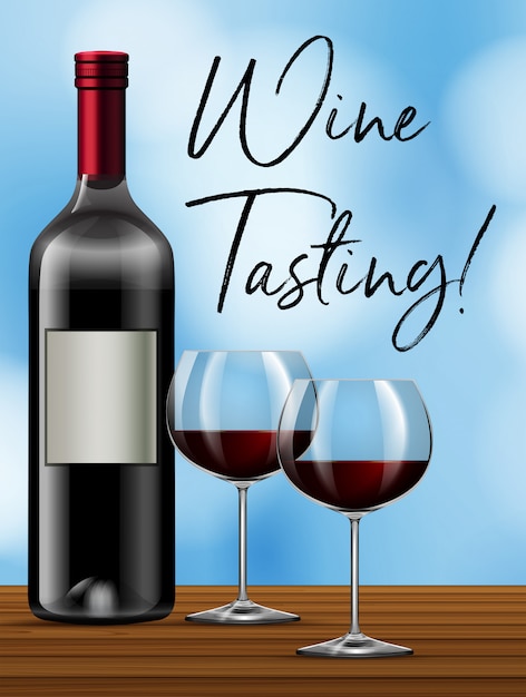 Vector wine tasting on blue background