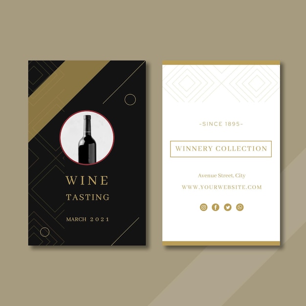 Vector wine tasting business card template