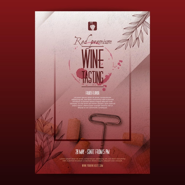 Modello di poster di degustazione di vini