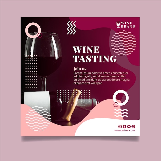 Wine tasting squared flyer template