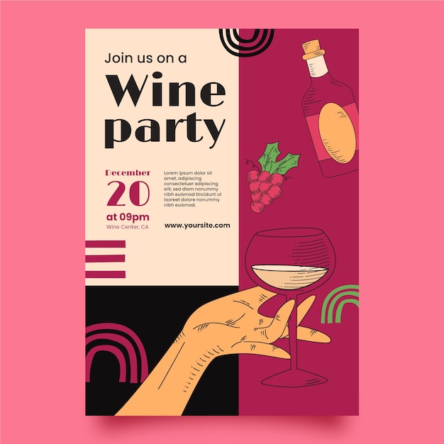 Vector wine tasting and vineyard vertical poster template