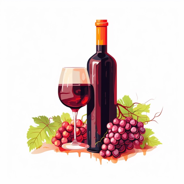 Vino illustrazione vettoriale disegno sfondo rosso grafico vetro set alcol cantina bere pa