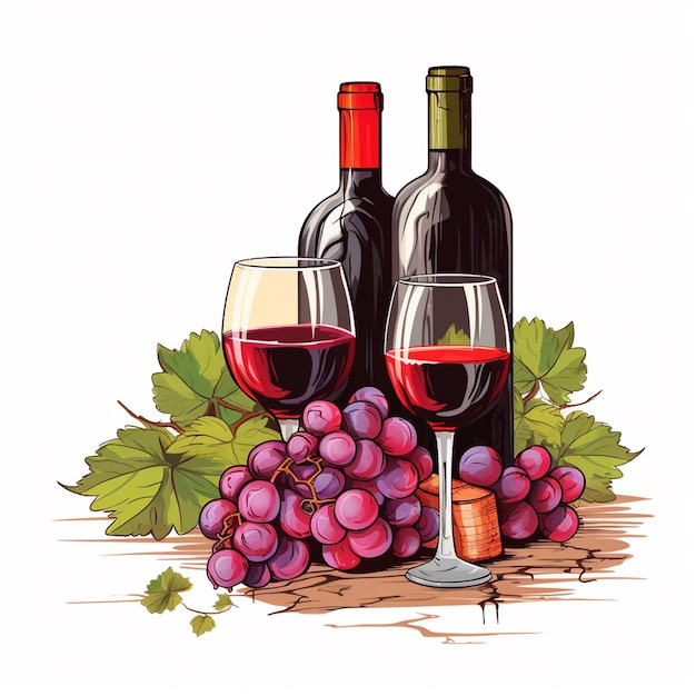 Vettore vino illustrazione vettoriale disegno sfondo rosso grafico vetro set alcol cantina bere pa