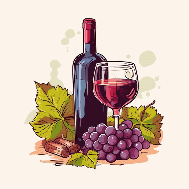 Wine vector on white background