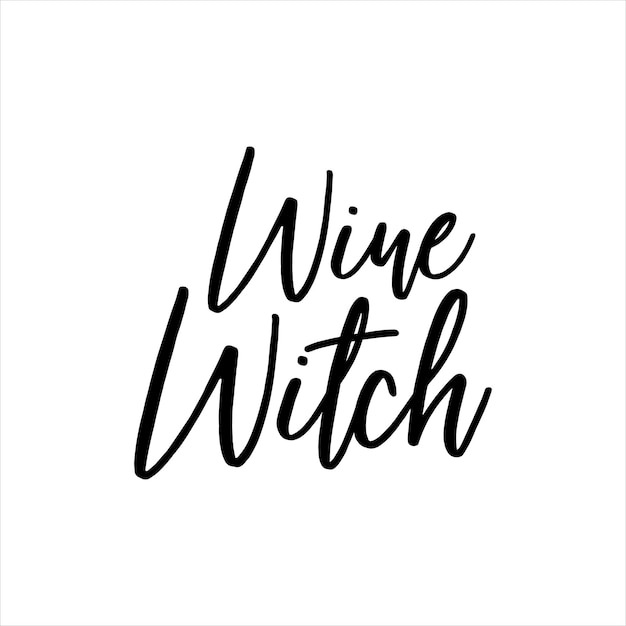 Wine Witch of black ink on a white background