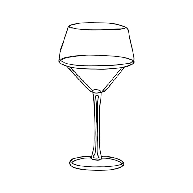 Bicchieri da vino disegno a tratteggio continuo illustrazione vettoriale semplice disegnata a mano isolata su sfondo bianco sporco elemento di design perfetto per poster carta invito tshirt stampa decorazione murale