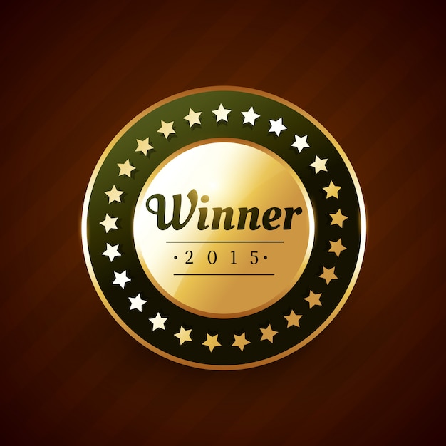 Vector winer of the year goldeb label badge  with stars