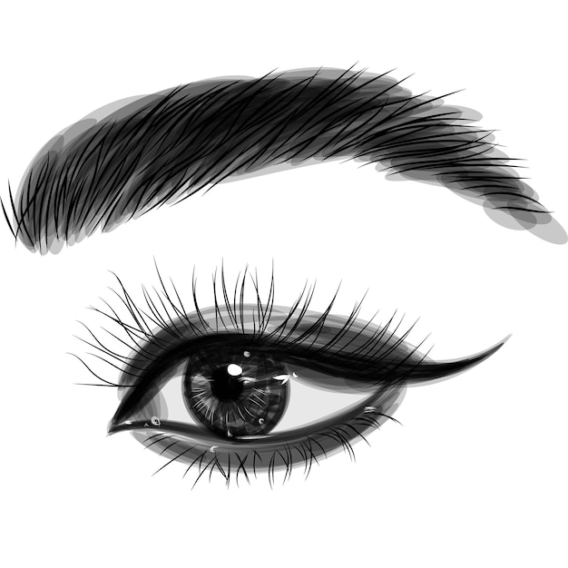 wing eyeliner vector eye with thick eyebrow