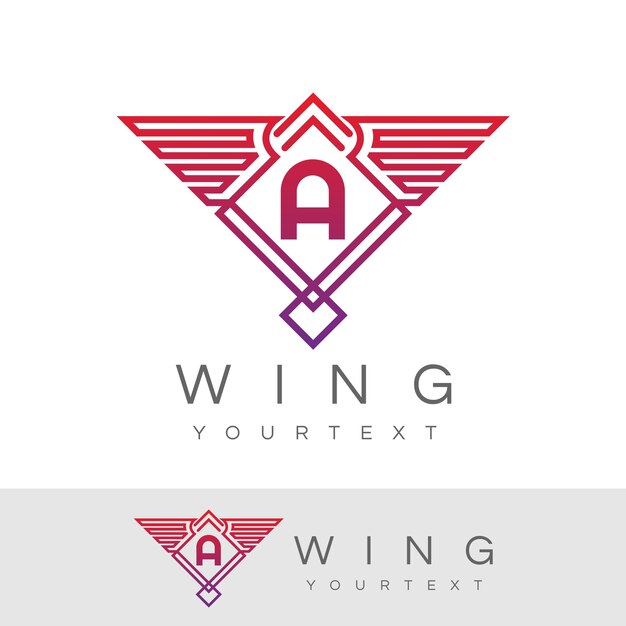 날개 초기 문자 A 로고 디자인
