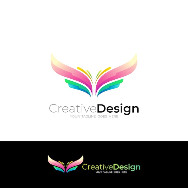 Vector wing logo flying wings logo 3d colorful design bird logos