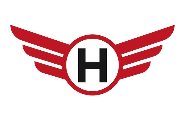 Wing Logo On Letter H Transportation Symbol Transport Wing Sign