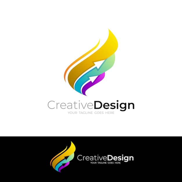 Wing logo template abstract wing logo and arrow design