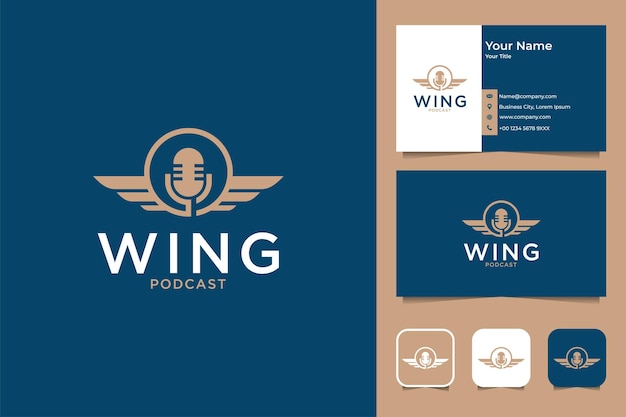 Wing podcast logo-ontwerp en visitekaartje